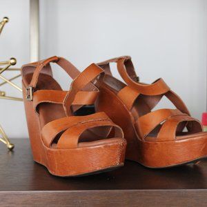 Strappy Leather Wedges